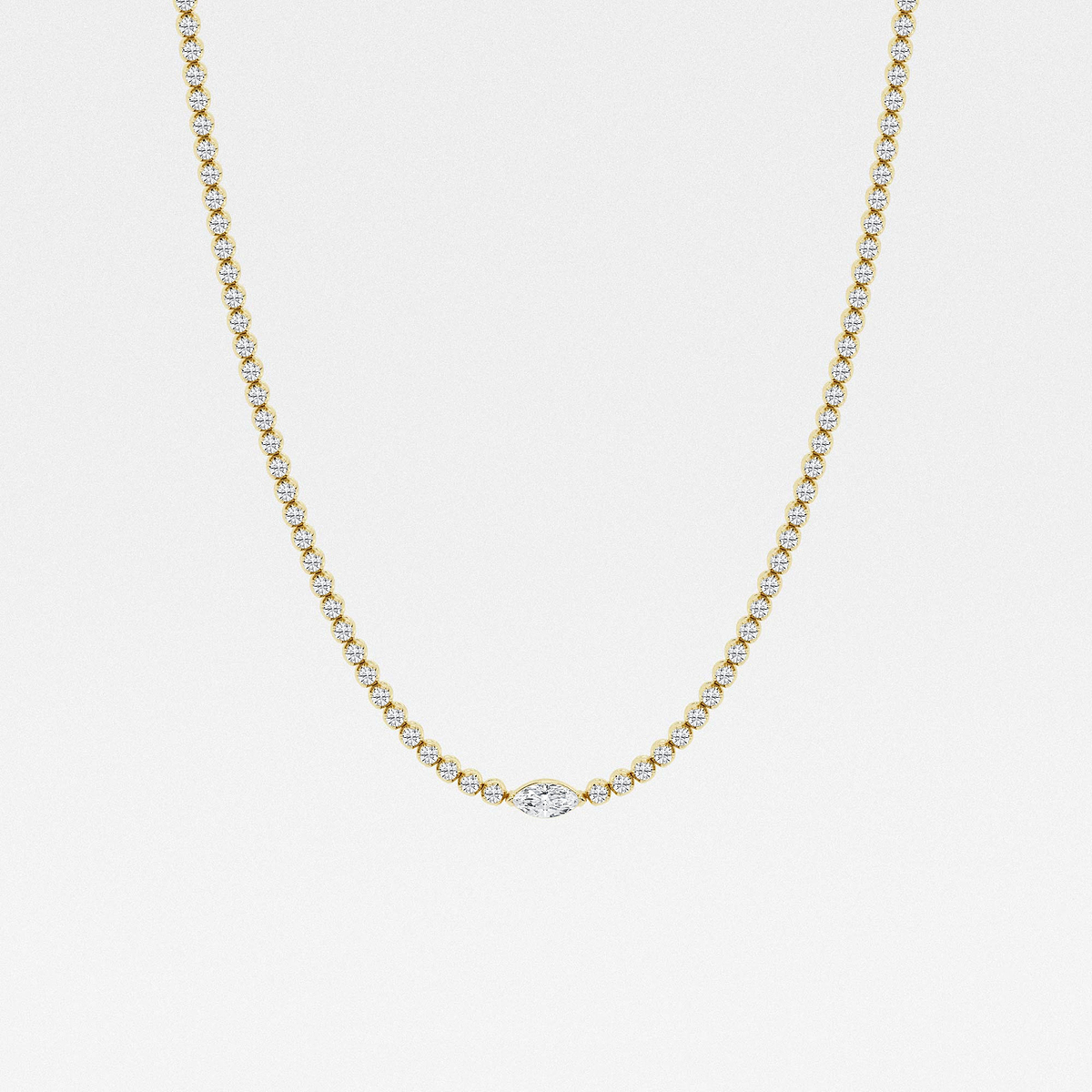 7 ctw Marquise Lab Grown Diamond Single Station Tennis Necklace