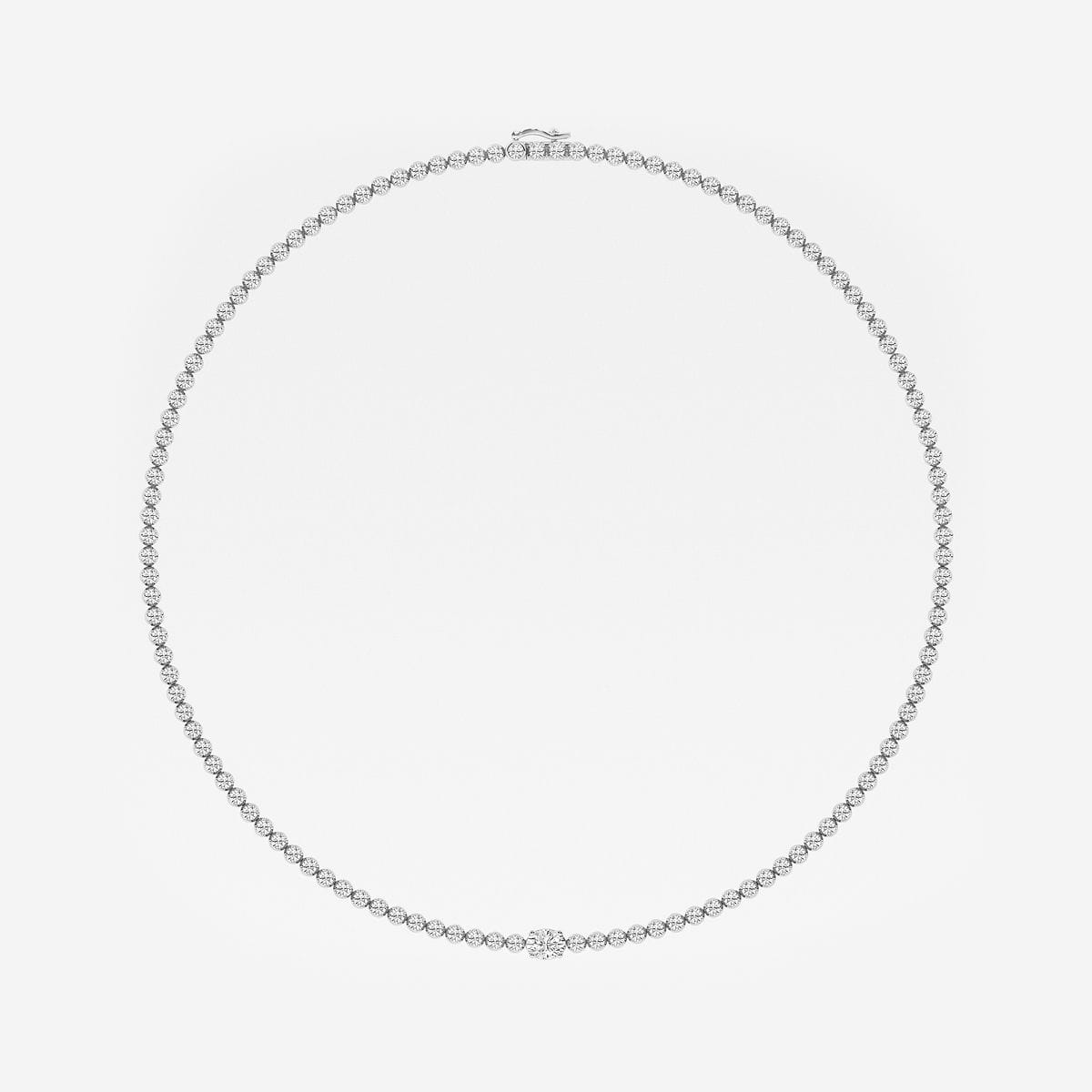9 7/8 ctw Oval Lab Grown Diamond Single Station Tennis Necklace 14K White Gold, F, VS2
