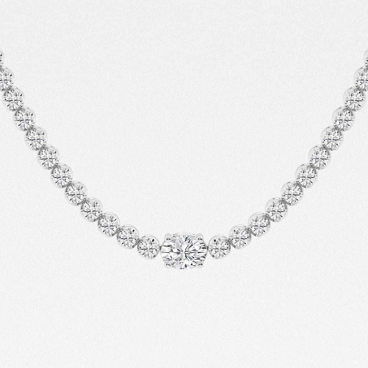 9 7/8 ctw Oval Lab Grown Diamond Single Station Tennis Necklace 14K White Gold, F, VS2