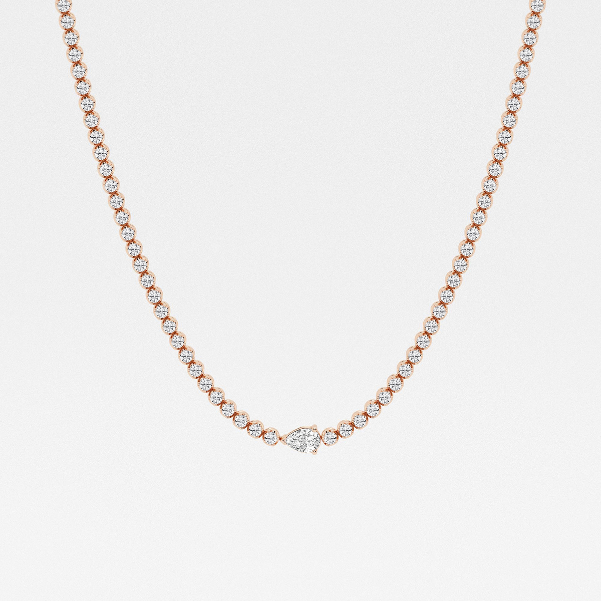 10 ctw Pear Lab Grown Diamond Single Station Tennis Necklace