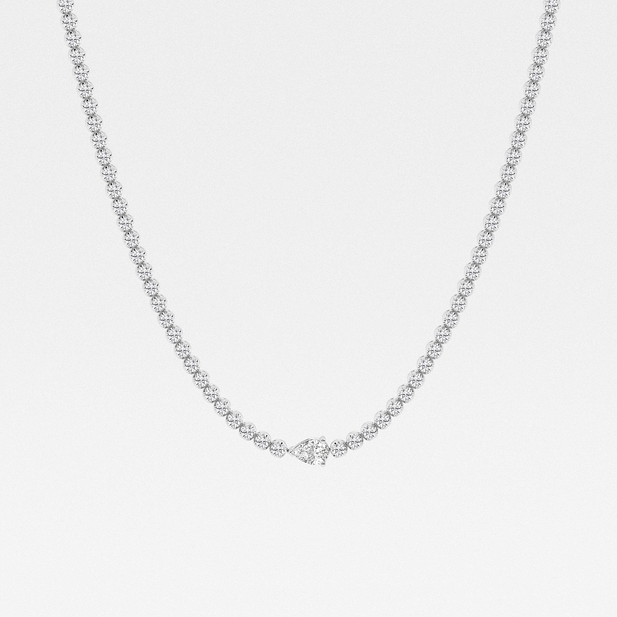 10 ctw Pear Lab Grown Diamond Single Station Tennis Necklace