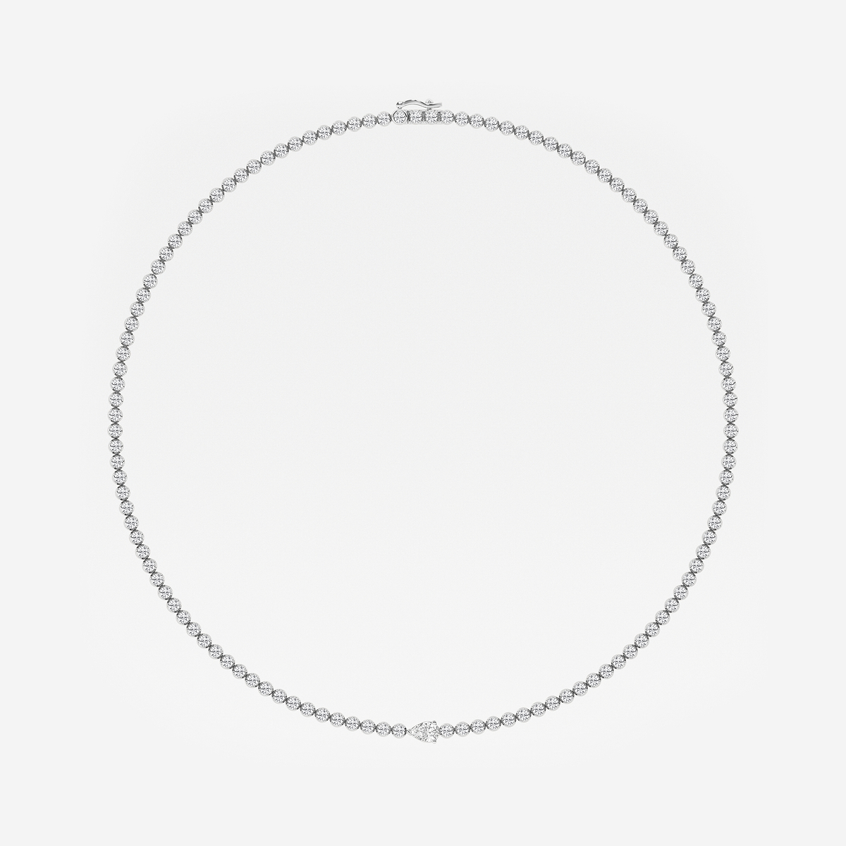 Additional Image 3 for  10 ctw Pear Lab Grown Diamond Single Station Tennis Necklace