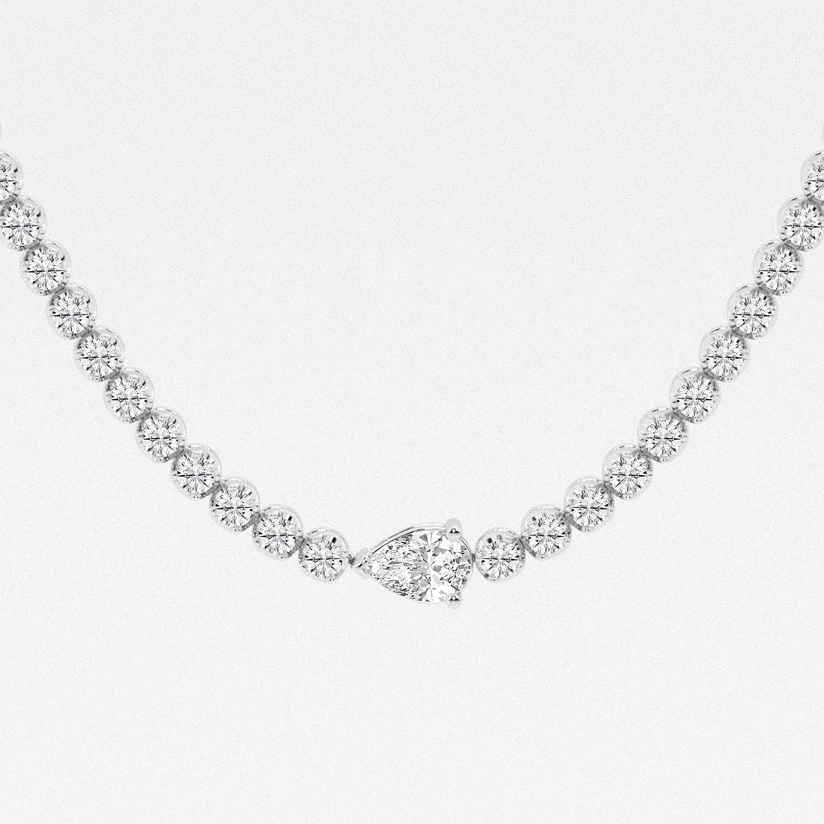 Additional Image 1 for  10 ctw Pear Lab Grown Diamond Single Station Tennis Necklace
