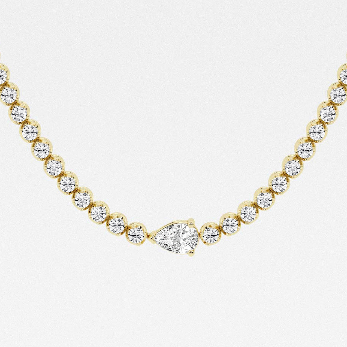 Additional Image 1 for  10 ctw Pear Lab Grown Diamond Single Station Tennis Necklace