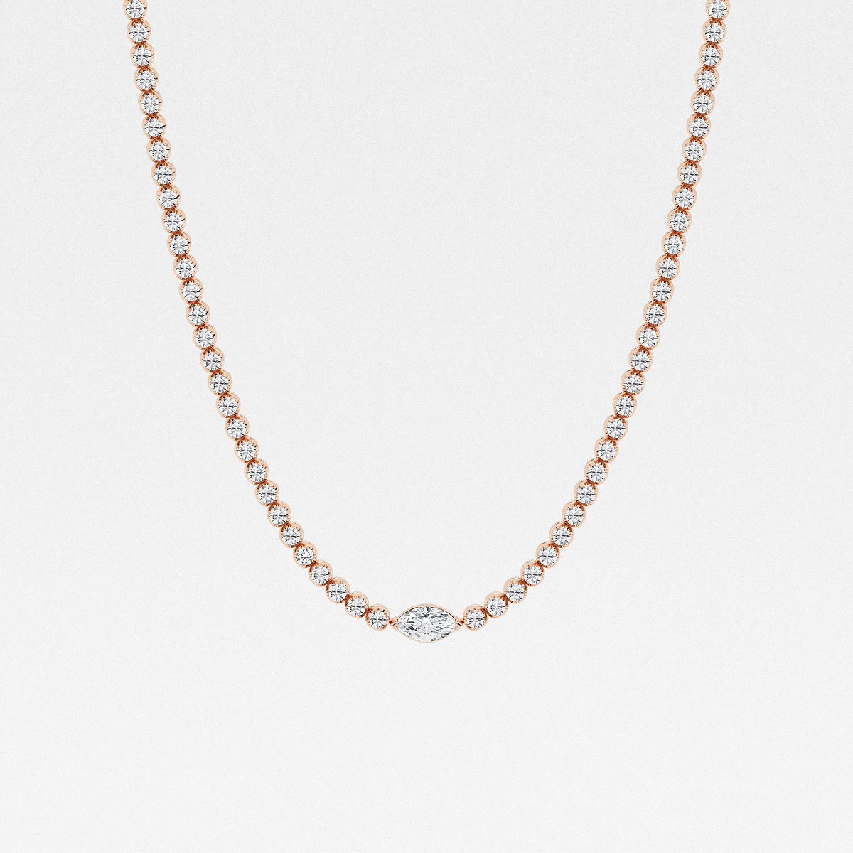 10 ctw Marquise Lab Grown Diamond Single Station Tennis Necklace