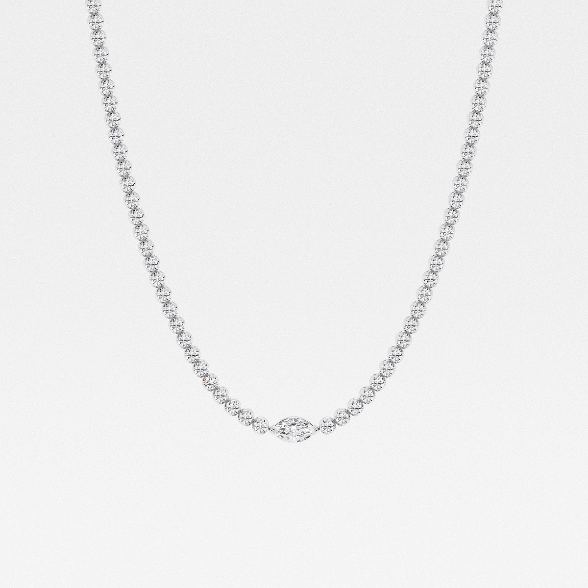 10 ctw Marquise Lab Grown Diamond Single Station Tennis Necklace