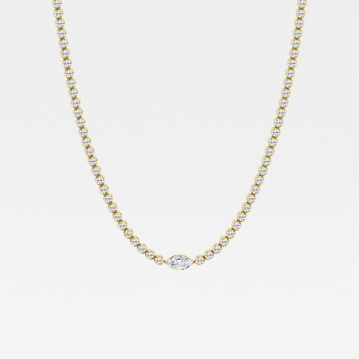 10 ctw Marquise Lab Grown Diamond Single Station Tennis Necklace