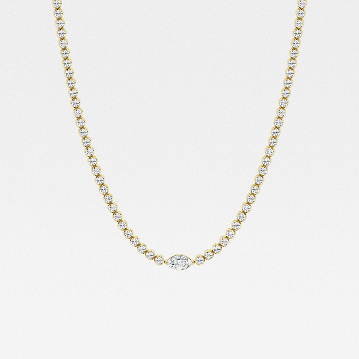 15 ctw Round Lab Grown Diamond Tennis Necklace 14K Yellow Gold, DE
