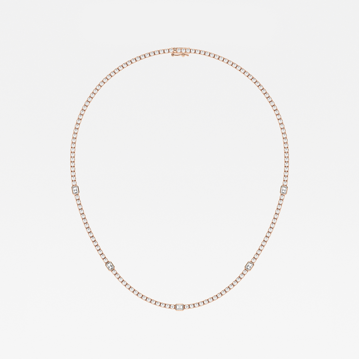 Additional Image 3 for  näas Empowering 9 1/2 ctw Radiant Lab Grown Diamond Station Tennis Necklace 14K Rose Gold