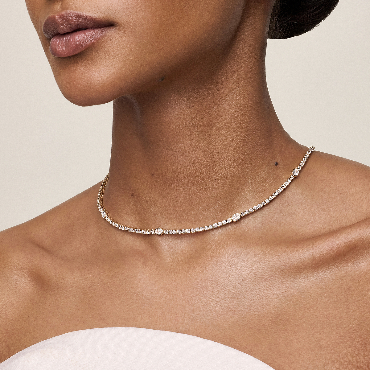 Additional Image 2 for  näas Empowering 8 3/5 ctw Oval Lab Grown Diamond Station Tennis Necklace