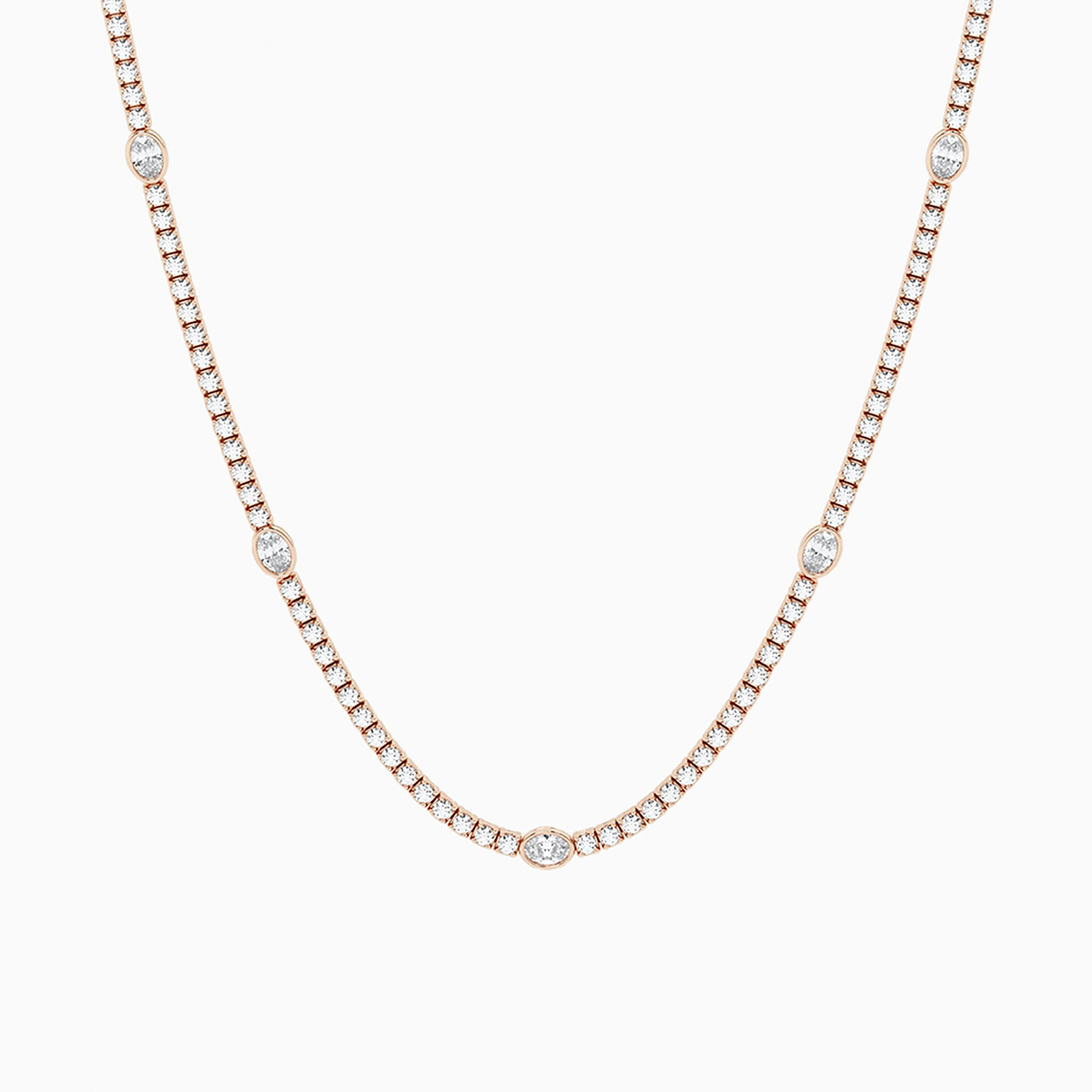 n?as Empowering 8 5/8 ctw Oval Lab Grown Diamond Station Tennis Necklace