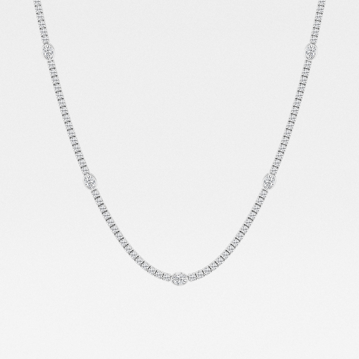 n?as Empowering 8 5/8 ctw Oval Lab Grown Diamond Station Tennis Necklace