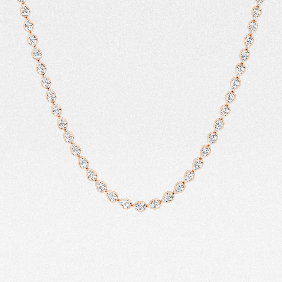 40 ctw Pear Lab Grown Diamond East West Bezel Set Tennis Necklace