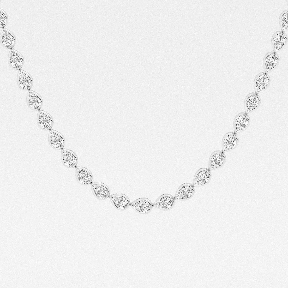 12 1/2 ctw Pear Lab Grown Diamond East West Bezel Set Tennis Necklace 14K White Gold, F, VS2