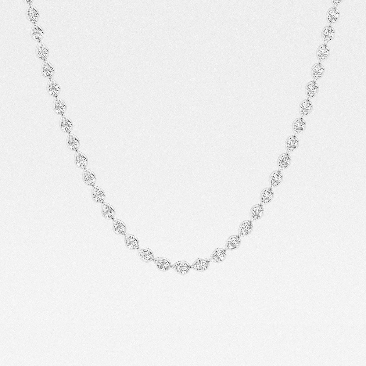 12 1/2 ctw Pear Lab Grown Diamond East West Bezel Set Tennis Necklace 14K White Gold, F, VS2