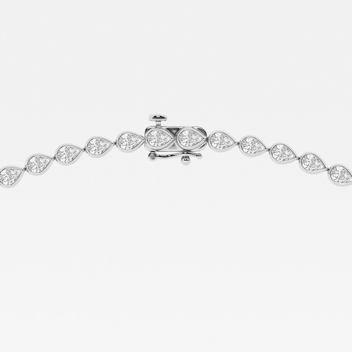 12 1/2 ctw Pear Lab Grown Diamond East West Bezel Set Tennis Necklace 14K White Gold, F, VS2
