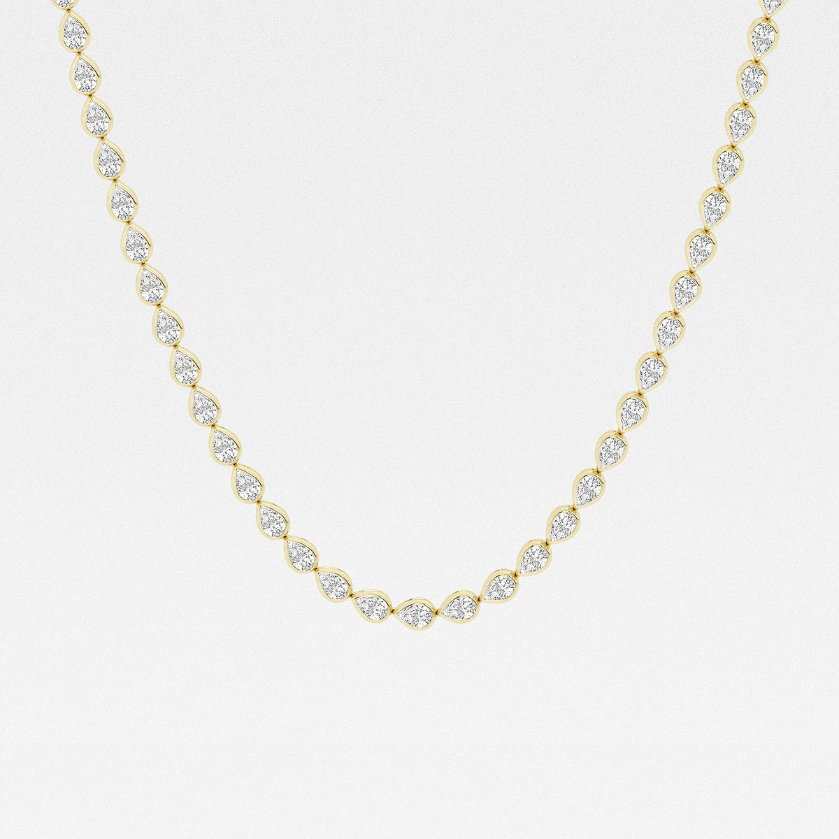10 ctw Pear Lab Grown Diamond East West Bezel Set Tennis Necklace