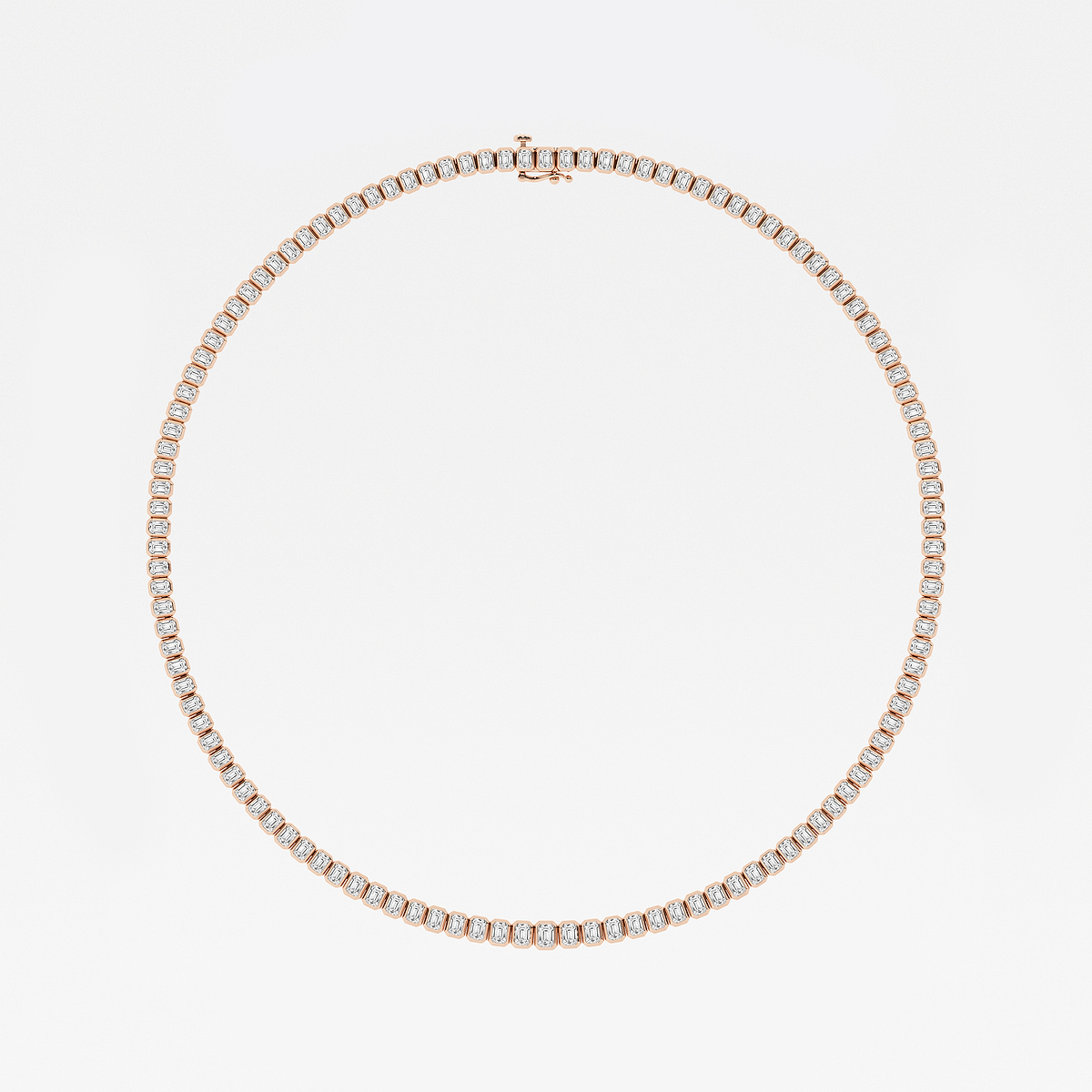 Additional Image 3 for  16 ctw Emerald Lab Grown Diamond Graduated Bezel Set Tennis Necklace
