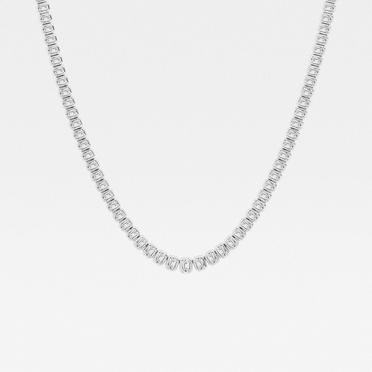 16 ctw Emerald Lab Grown Diamond Graduated Bezel Set Tennis Necklace