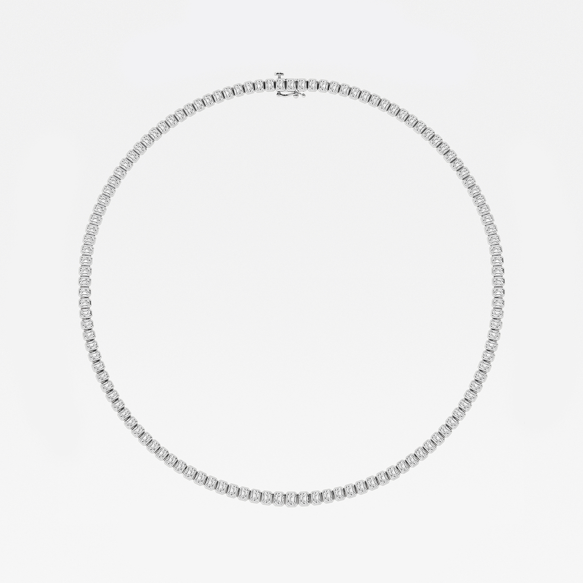 Additional Image 3 for  16 ctw Emerald Lab Grown Diamond Graduated Bezel Set Tennis Necklace