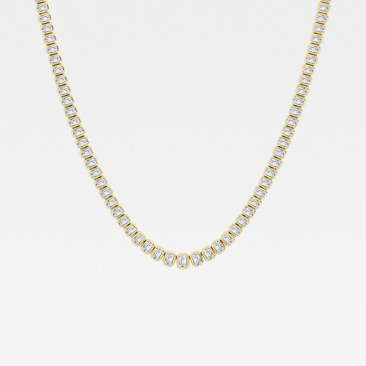 16 ctw Emerald Lab Grown Diamond Graduated Bezel Set Tennis Necklace