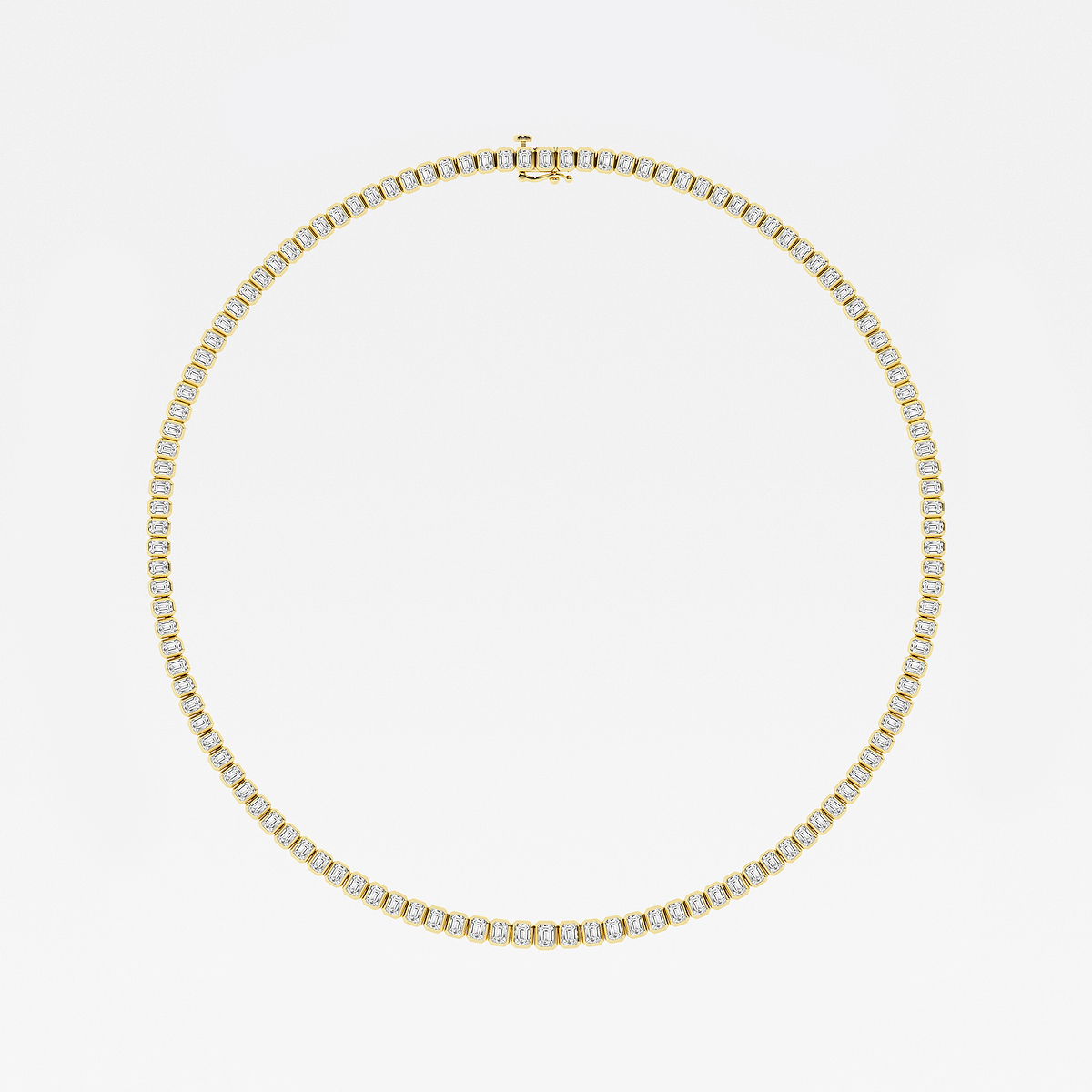 Additional Image 3 for  16 ctw Emerald Lab Grown Diamond Graduated Bezel Set Tennis Necklace