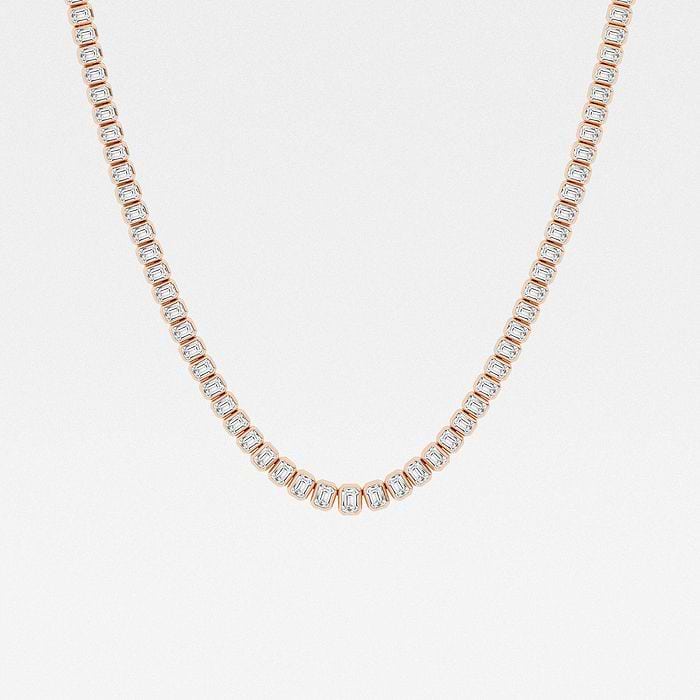 Graduated Bezel Set Emerald Tennis Necklace