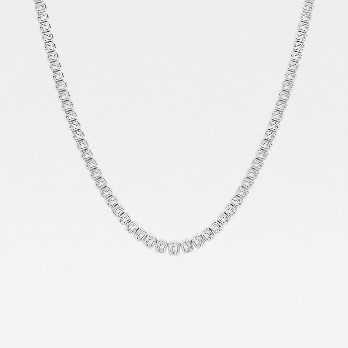 16 ctw Emerald Lab Grown Diamond Graduated Bezel Set Tennis Necklace