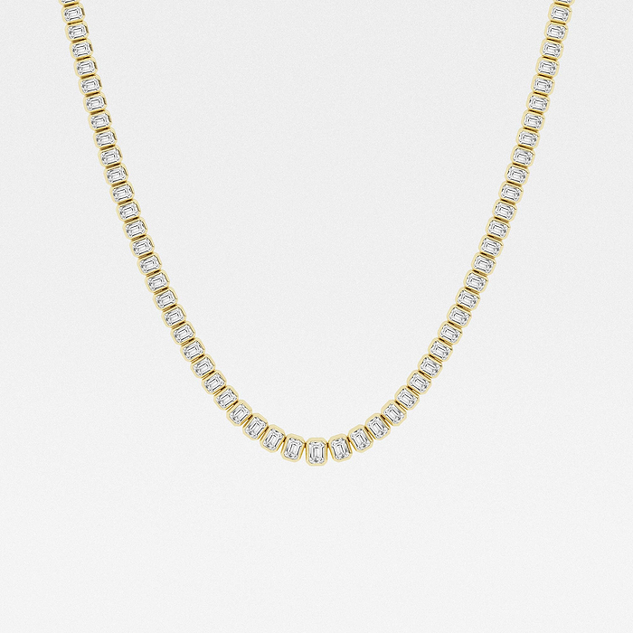 16 ctw Emerald Lab Grown Diamond Graduated Bezel Set Tennis Necklace