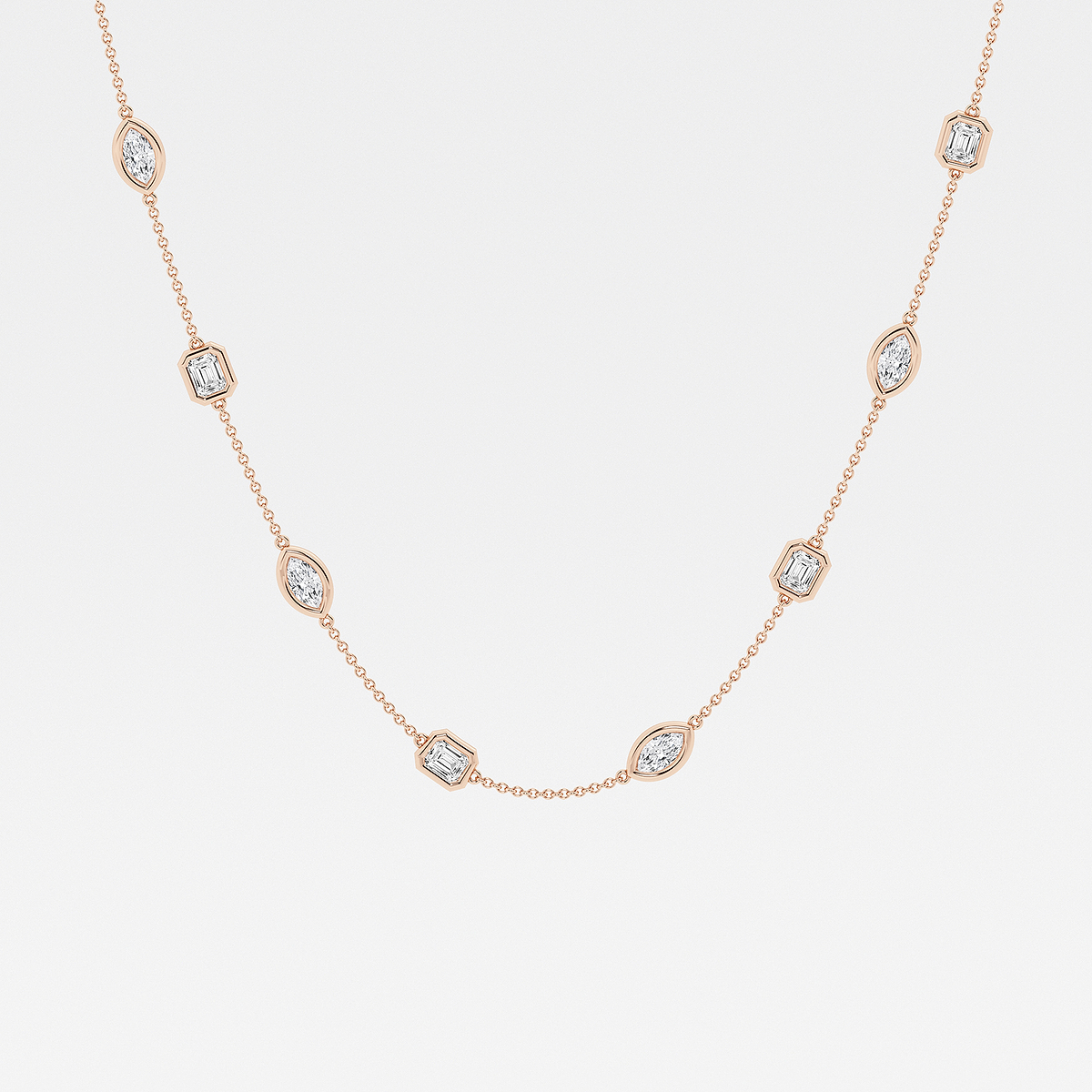 2 7/8 ctw Marquise and Emerald Lab Grown Diamond Station Necklace