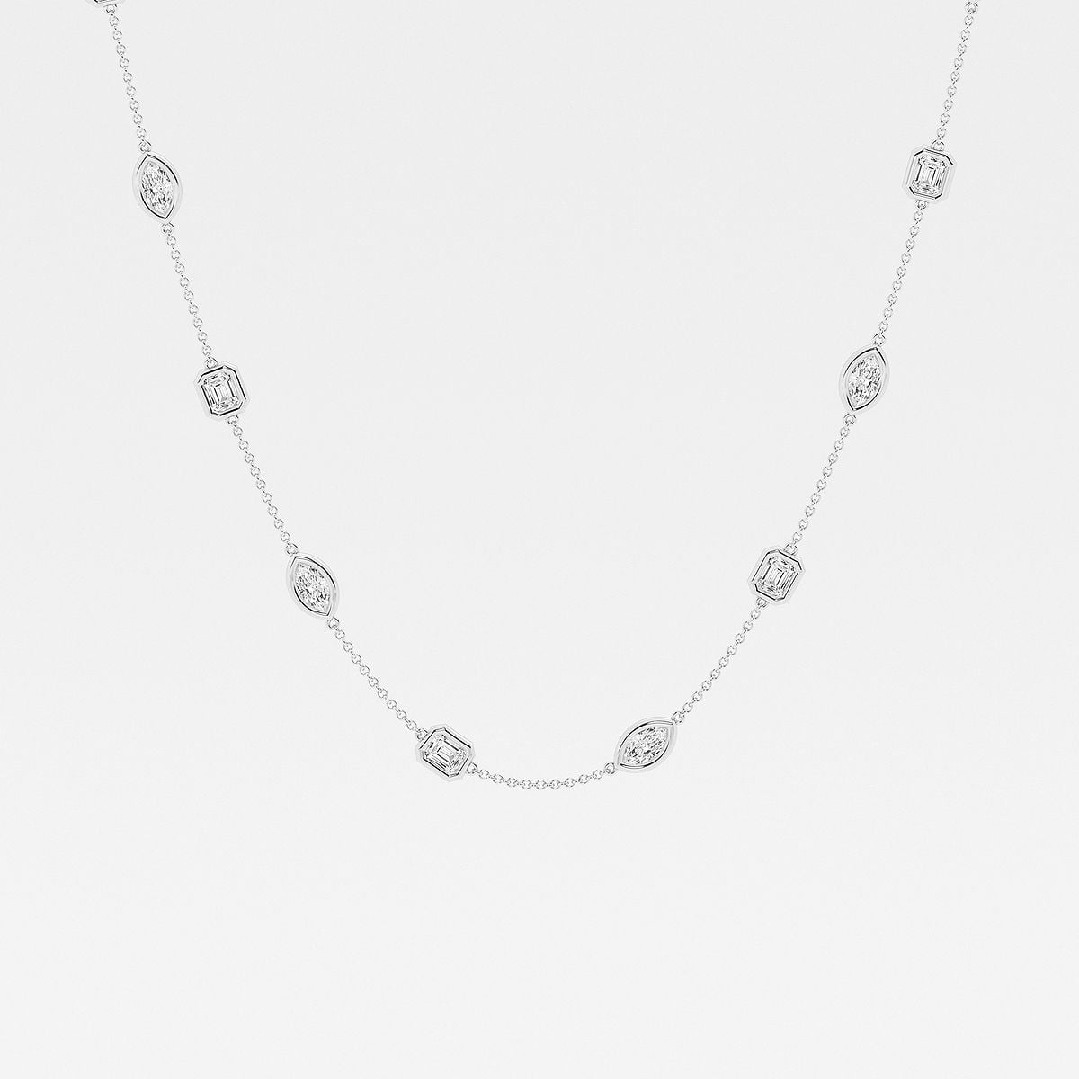 2 7/8 ctw Marquise and Emerald Lab Grown Diamond Station Fashion Necklace