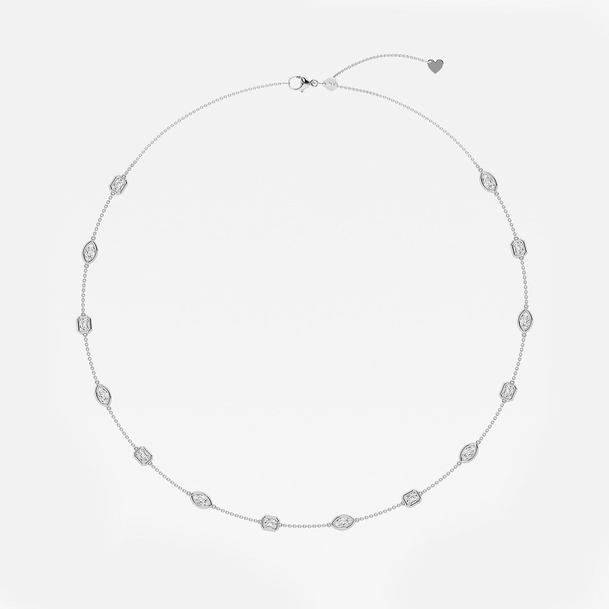Additional Image 3 for  2 7/8 ctw Marquise and Emerald Lab Grown Diamond Station Fashion Necklace