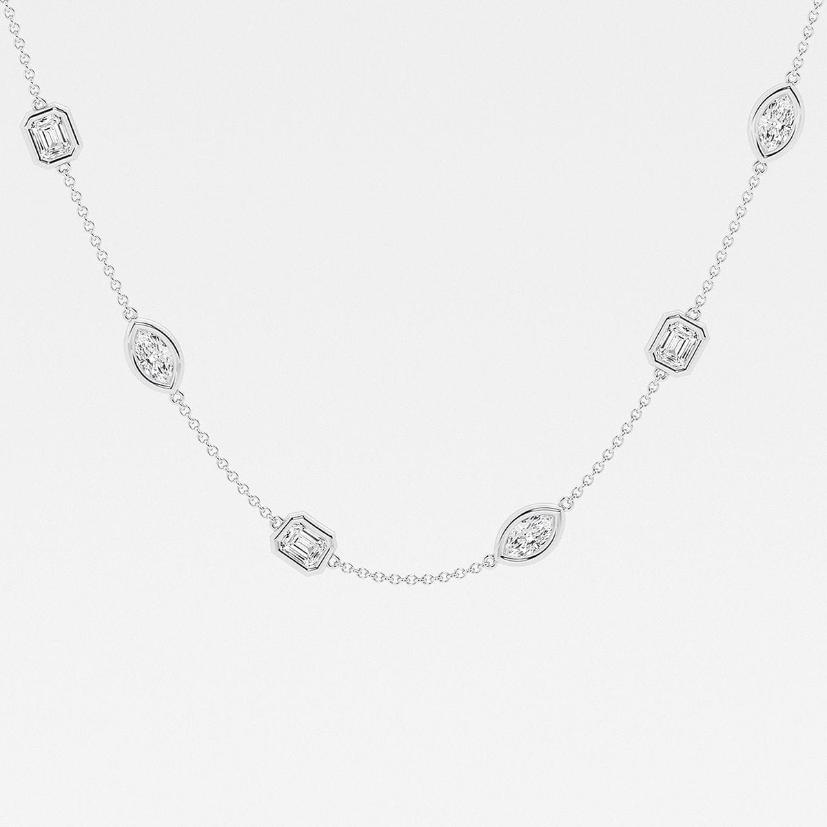 Additional Image 1 for  2 7/8 ctw Marquise and Emerald Lab Grown Diamond Station Fashion Necklace