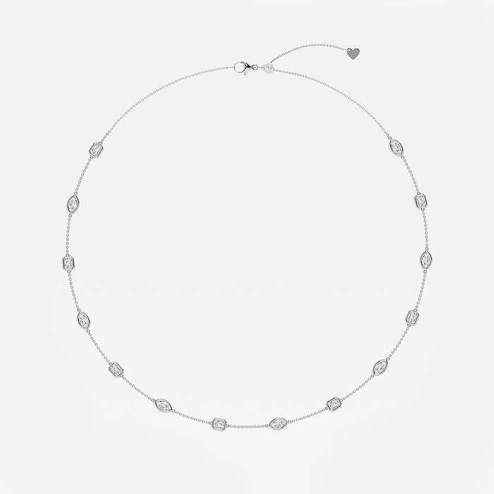 Station Multi-Shape - 2 7/8 ctw Marquise and Emerald Lab Grown Diamond Station Necklace