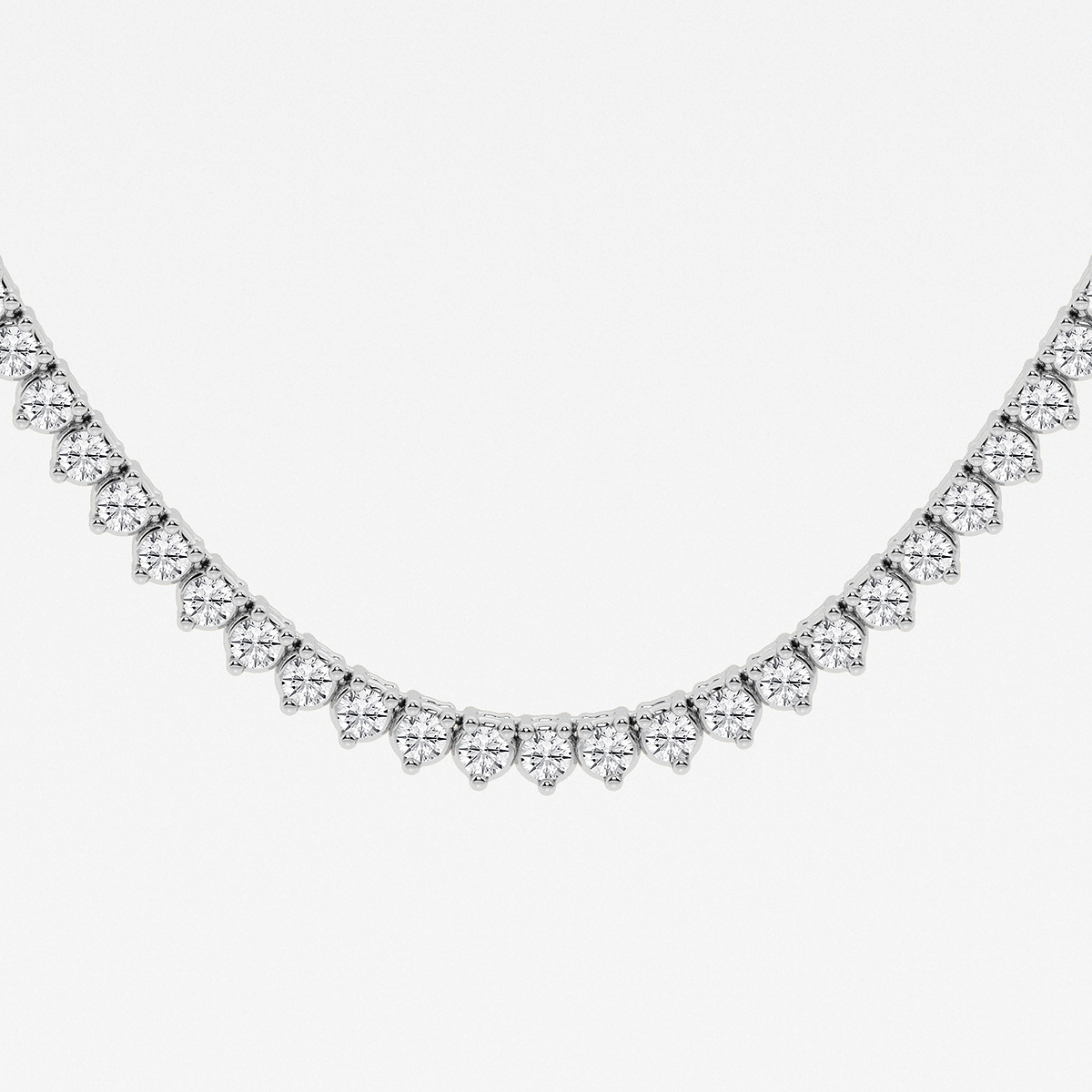 näas 6 ctw Round Lab Grown Diamond Three-Prong Tennis Necklace 14K White Gold, FG, VS2+