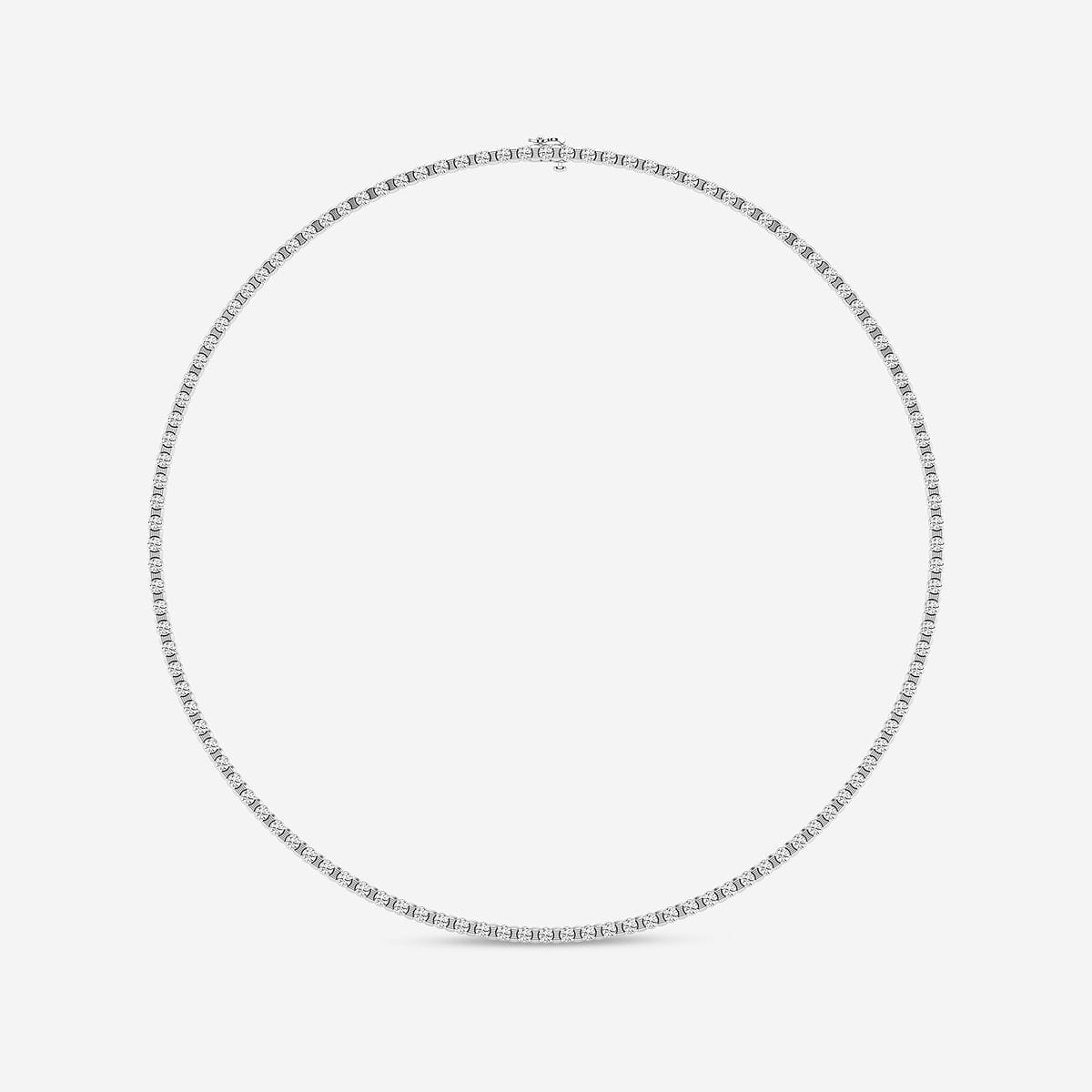 18 ctw Round Lab Grown Diamond Tennis Necklace 14K White