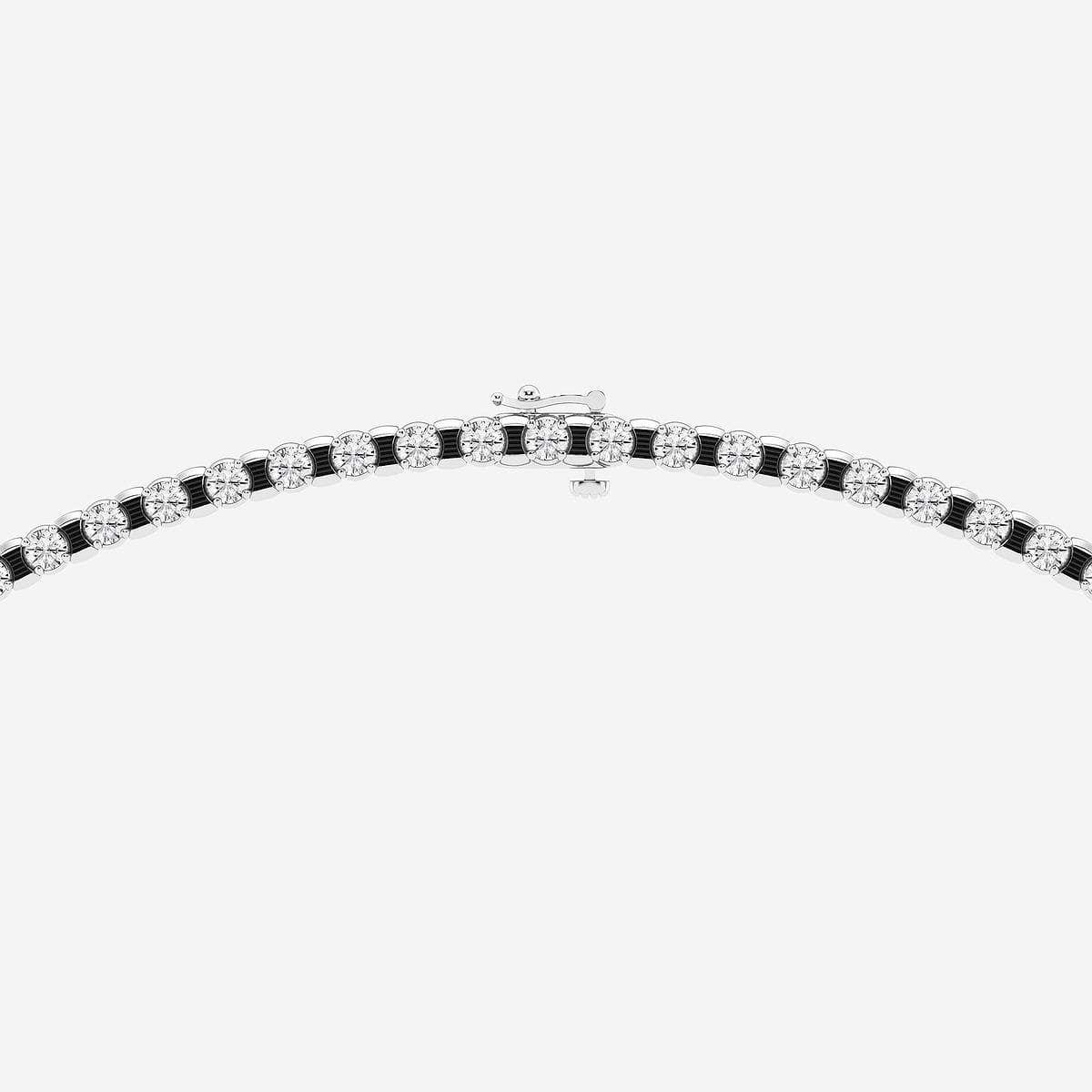 18 ctw Round Lab Grown Diamond Tennis Necklace With Black Rhodium Platinum, F, VS2