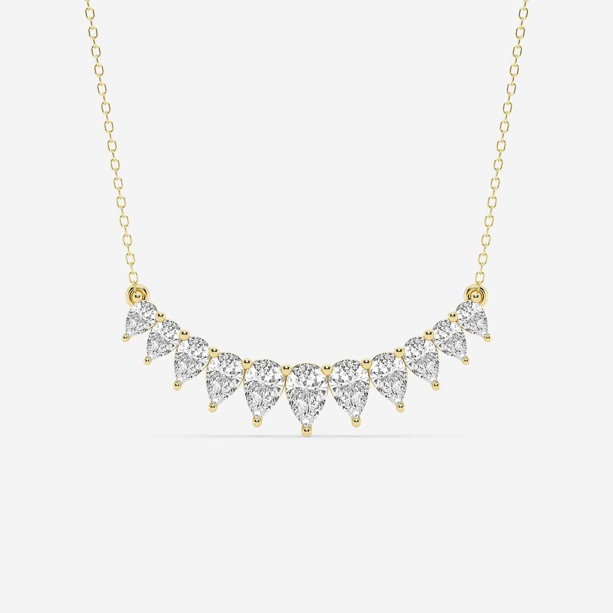 3 ctw Pear Lab Grown Diamond Graduated Center Fashion Necklace