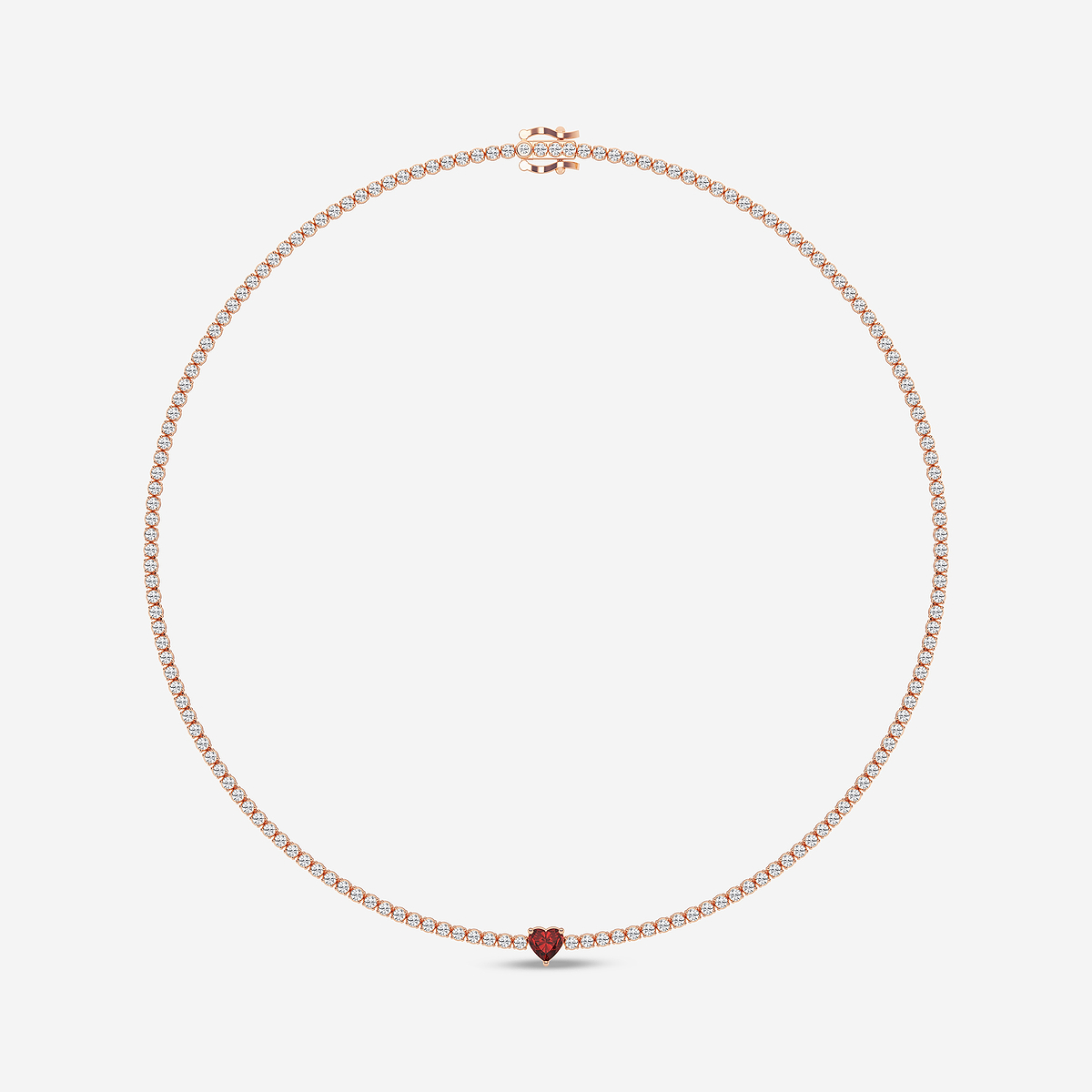 Additional Image 4 for  5.9 mm Heart Shaped Created Ruby and 6 5/8 ctw Round Lab Grown Diamond Necklace