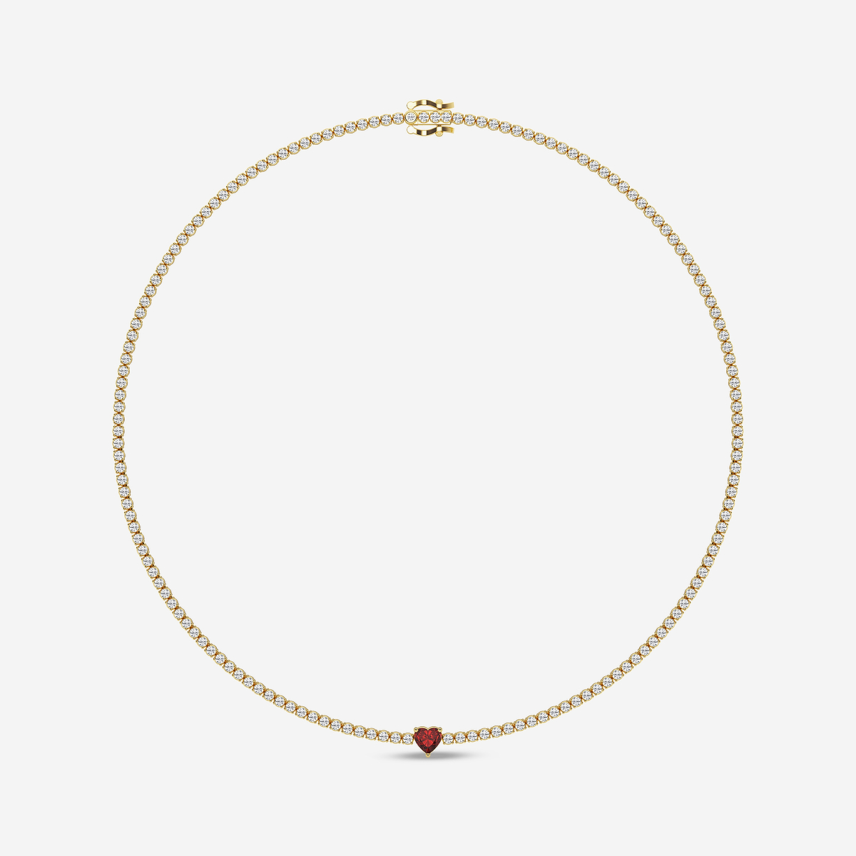 Additional Image 4 for  5.9 mm Heart Shaped Created Ruby and 6 5/8 ctw Round Lab Grown Diamond Necklace