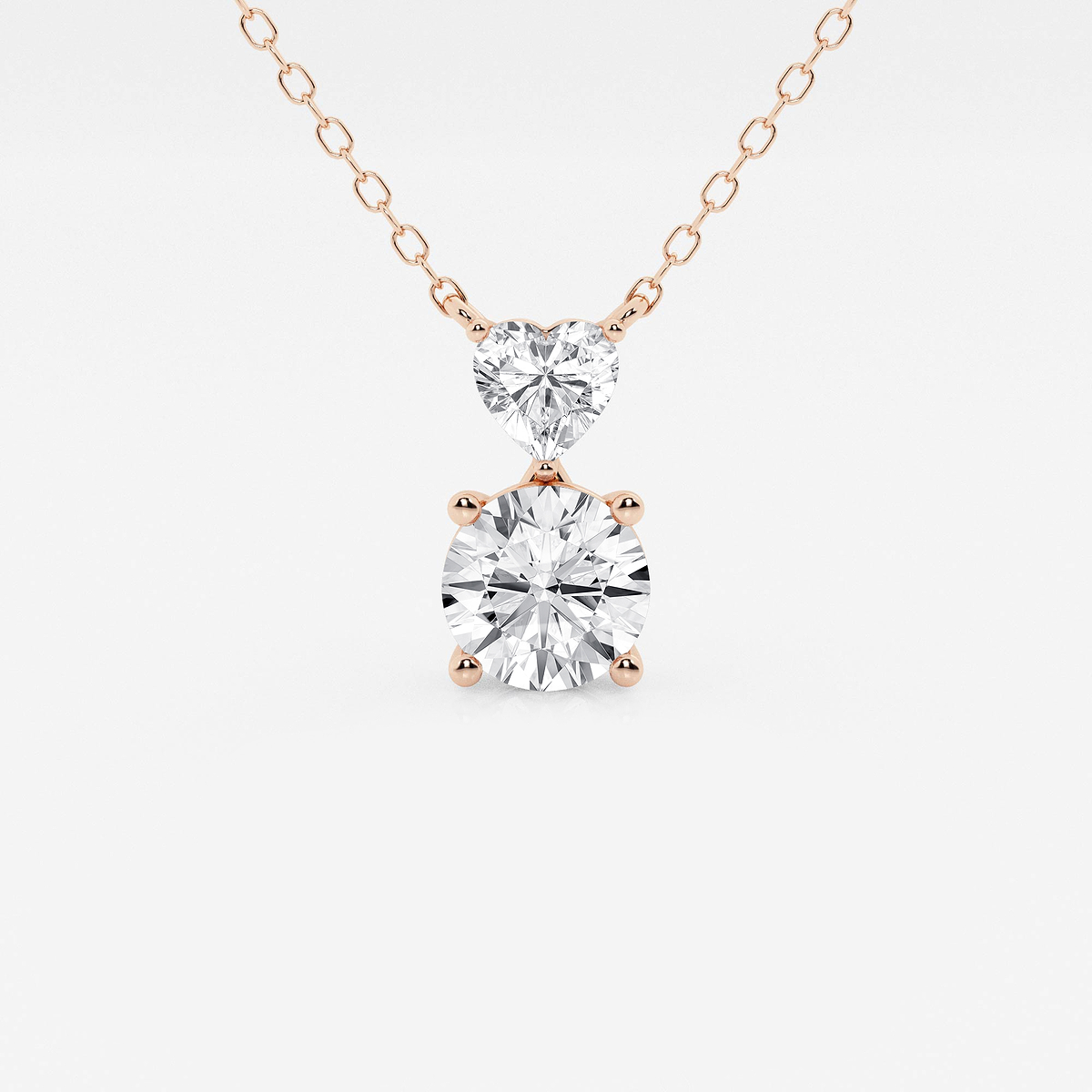 1 1/3 ctw Toi Et Moi Heart and Round Pendant