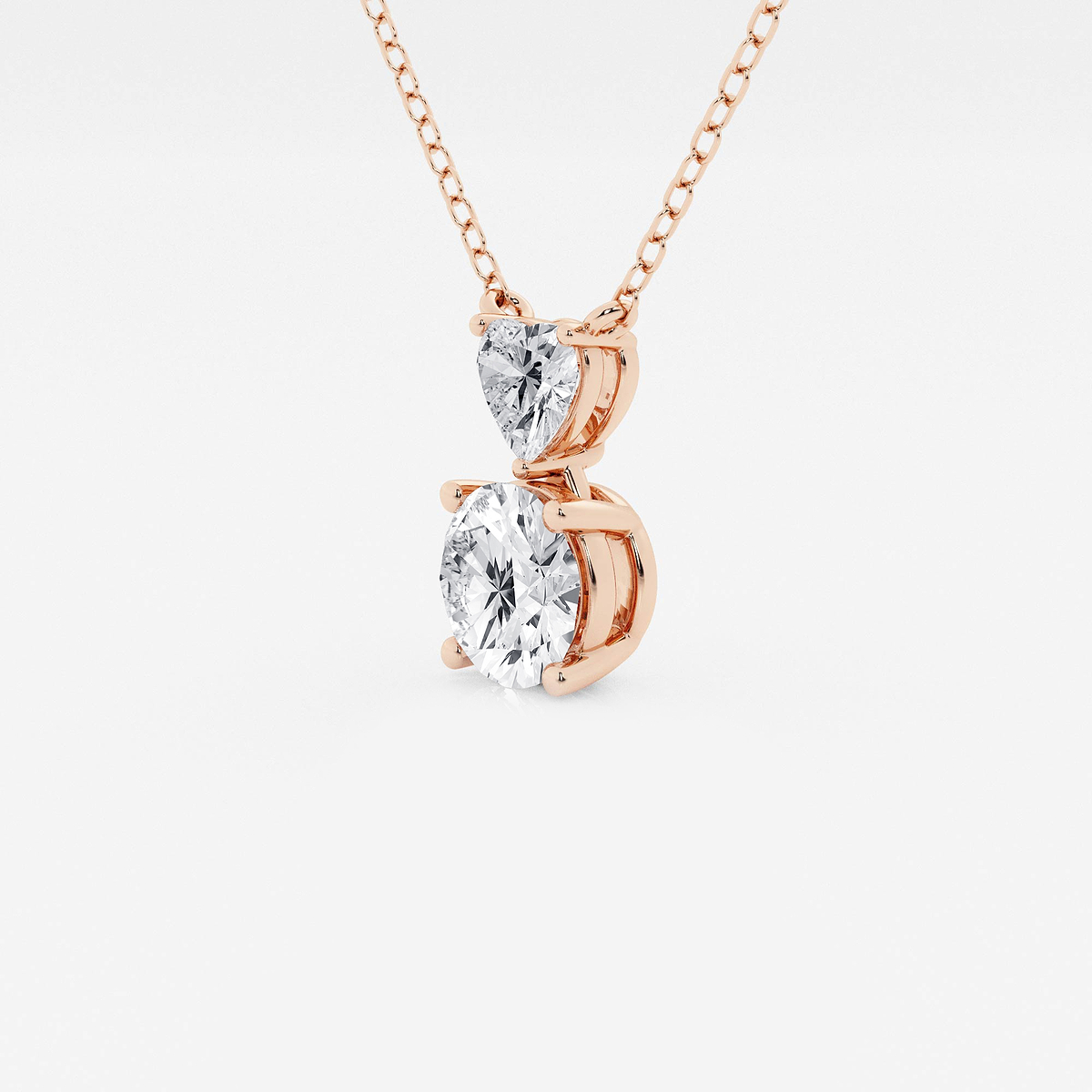 Additional Image 1 for  1 1/3 ctw Toi Et Moi Heart and Round Pendant
