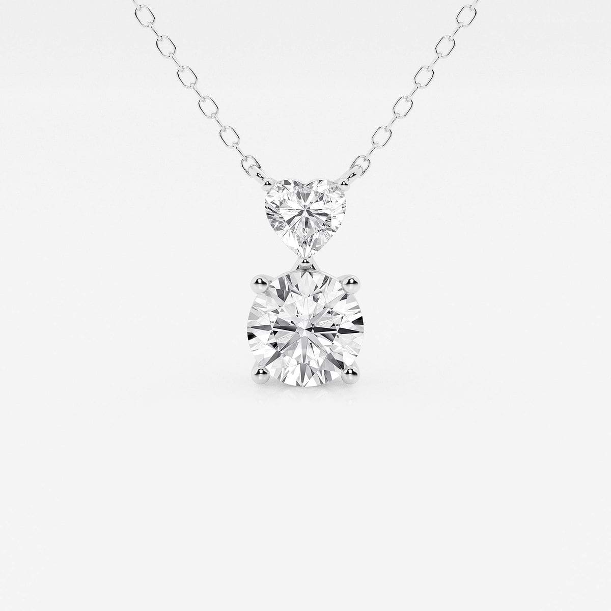 1 1/3 ctw Toi Et Moi Heart and Round Pendant