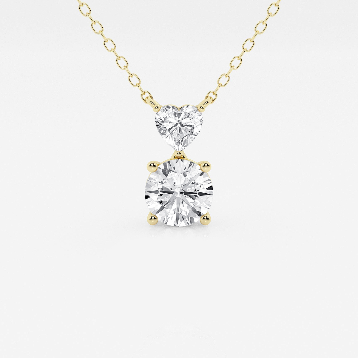 1 1/3 ctw Toi Et Moi Heart and Round Pendant