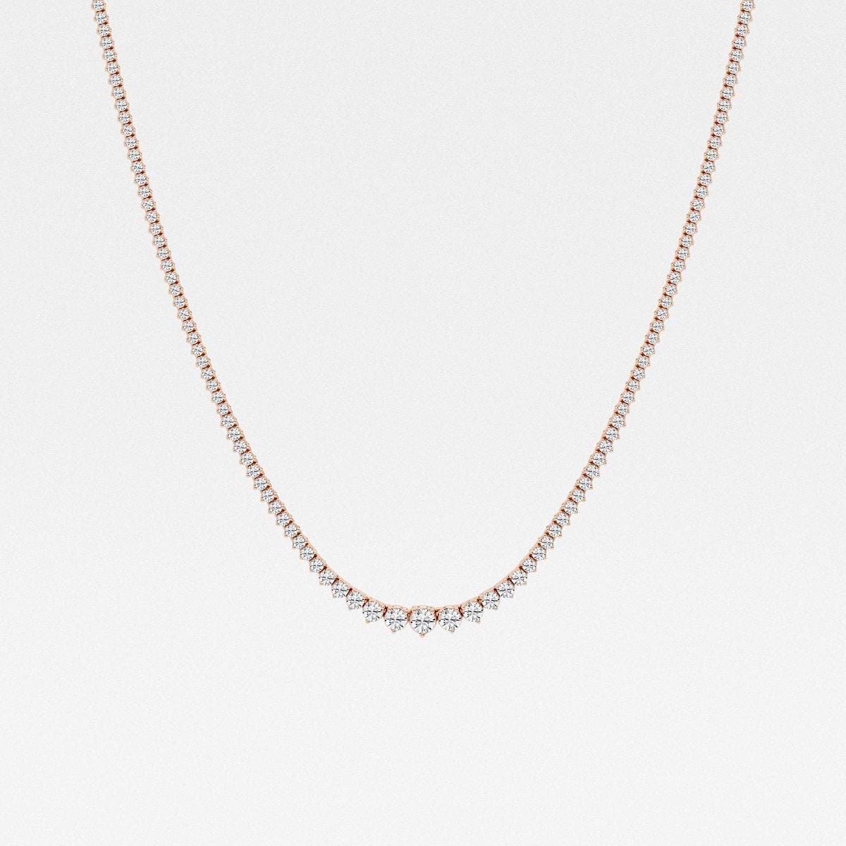 4 ctw Round Lab Grown Diamond Graduated Riviera Fashion Necklace 14K Rose Gold, F, VS2