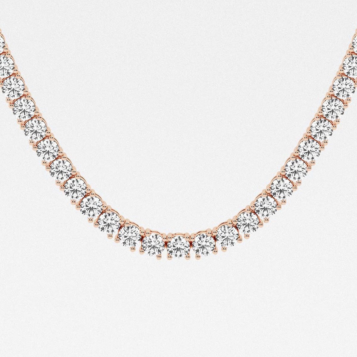 25 ctw Round Lab Grown Diamond Tennis Necklace 22 Inches 14K Rose Gold,  DE, VS1