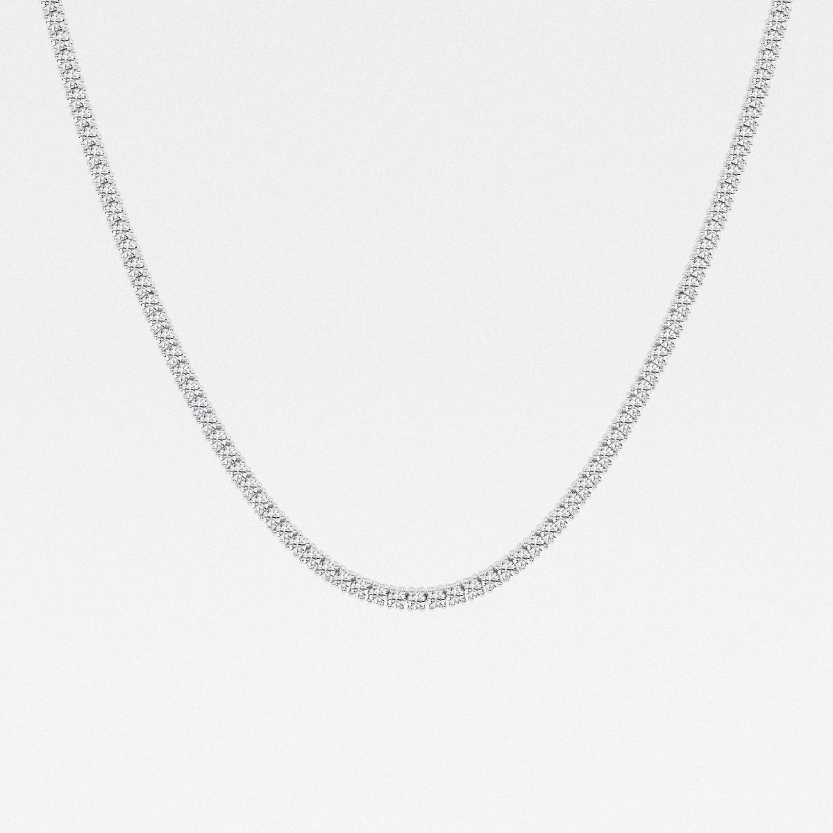 5 ctw Round Lab Grown Diamond Four Prong Tennis Fashion Necklace 14K White Gold, F, VS2