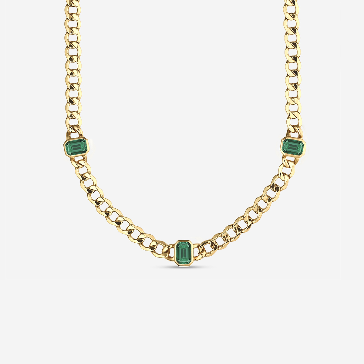 9x6 mm Emerald Cut Lab Grown Emerald Necklace