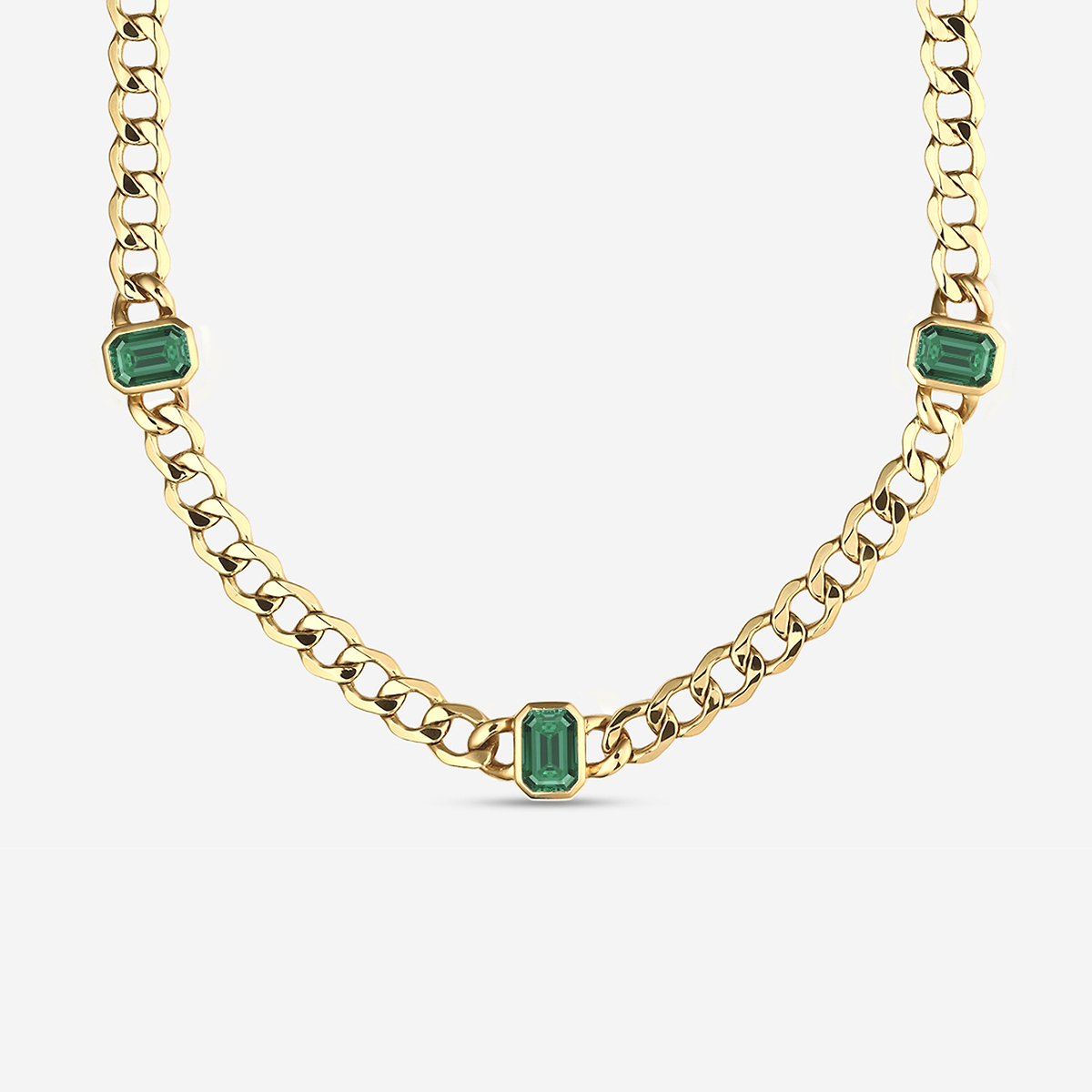 Additional Image 1 for  9x6 mm Emerald Cut Lab Grown Emerald Necklace