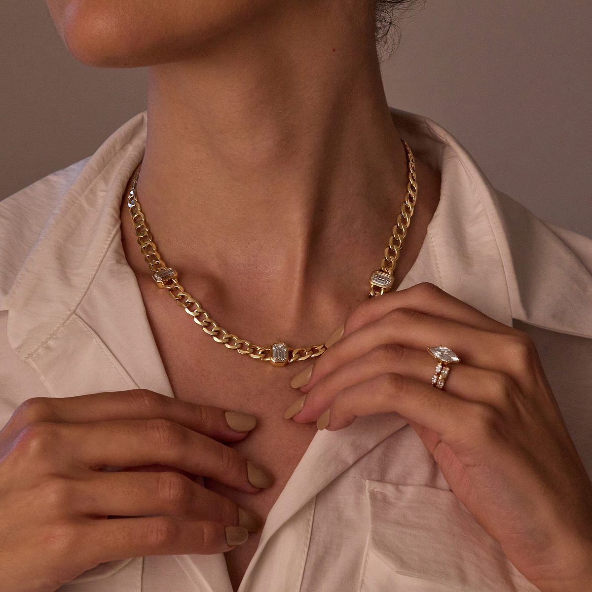 6 ctw Emerald Lab Grown Diamond Necklace
